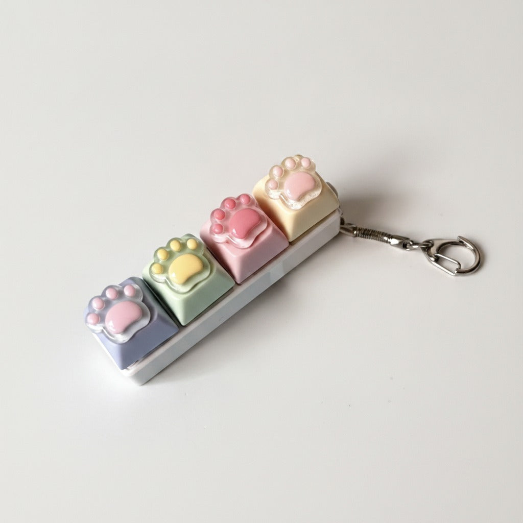 Mini Paw Pad Keychain - White Macaron Mix