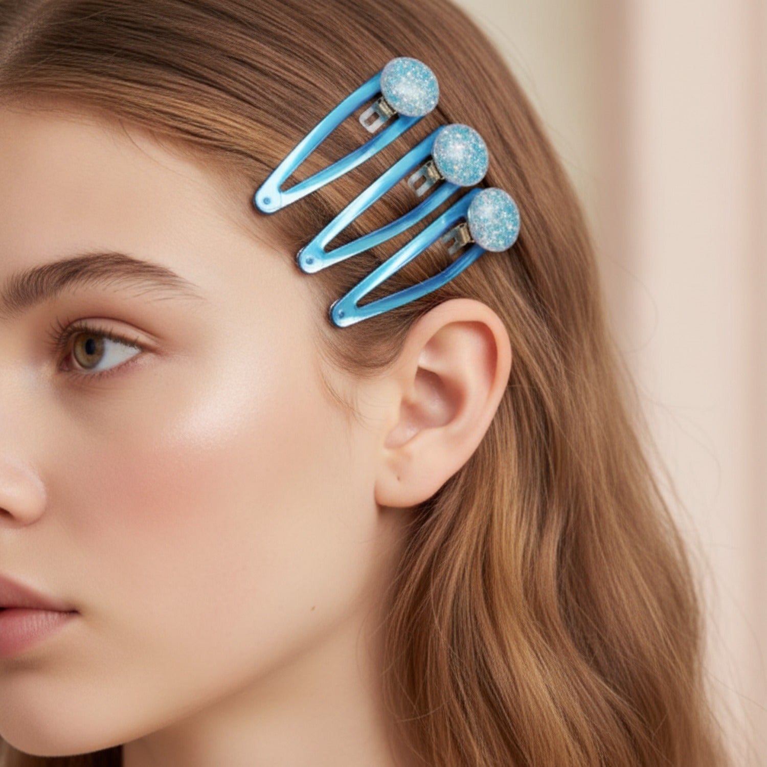 Sparkle Bead Hair Clip Set Blue Sparkle