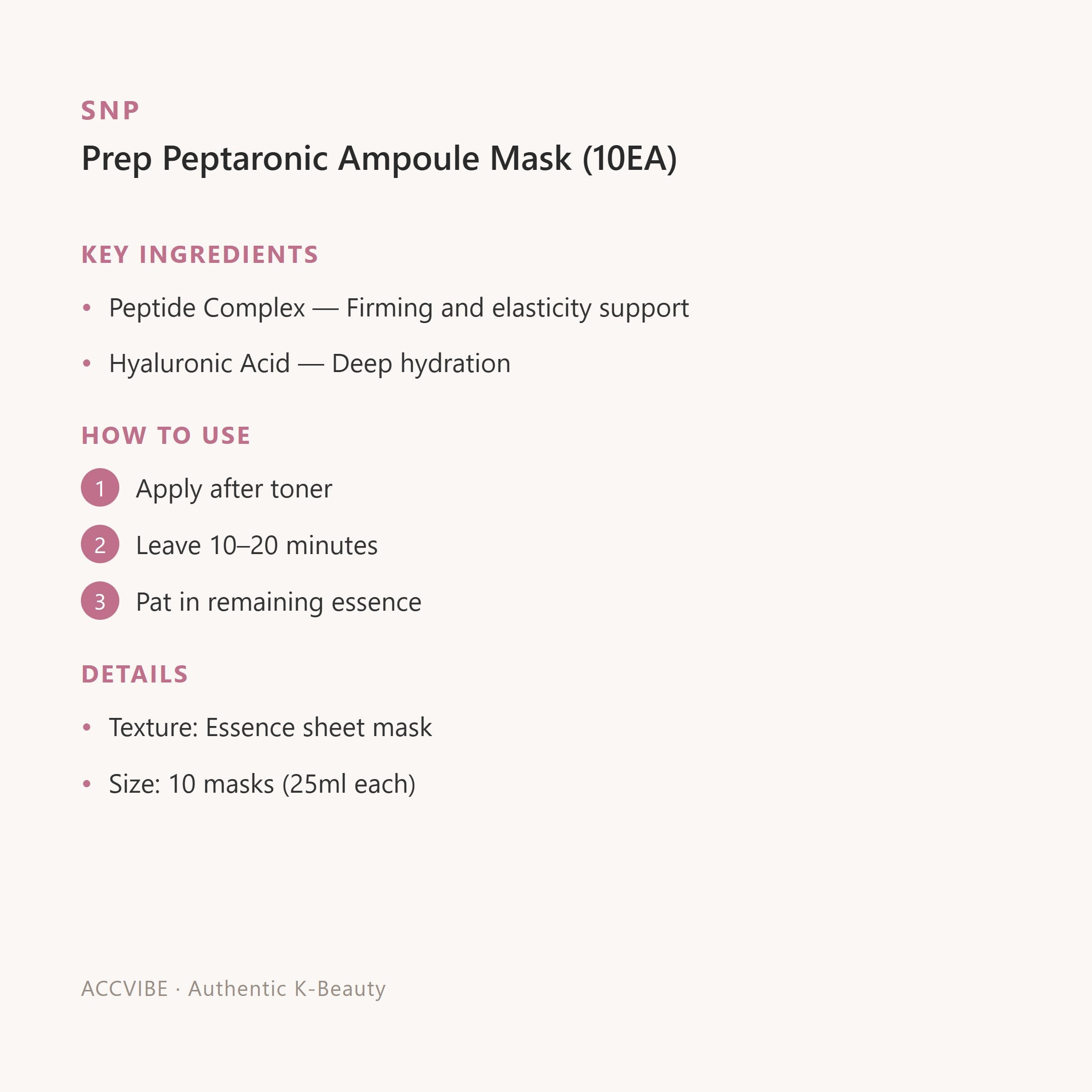 Prep Peptaronic Ampoule Mask (10EA)