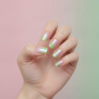 Ombre Shimmer Nail Set - Green To Pink Ombre