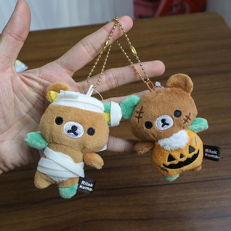 Halloween Pumpkin Bear Plush Keychain Cute Bag Charm Toy - Type 1