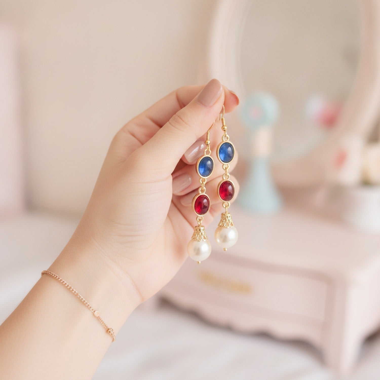 Gold Jewel Drop Earrings Gold