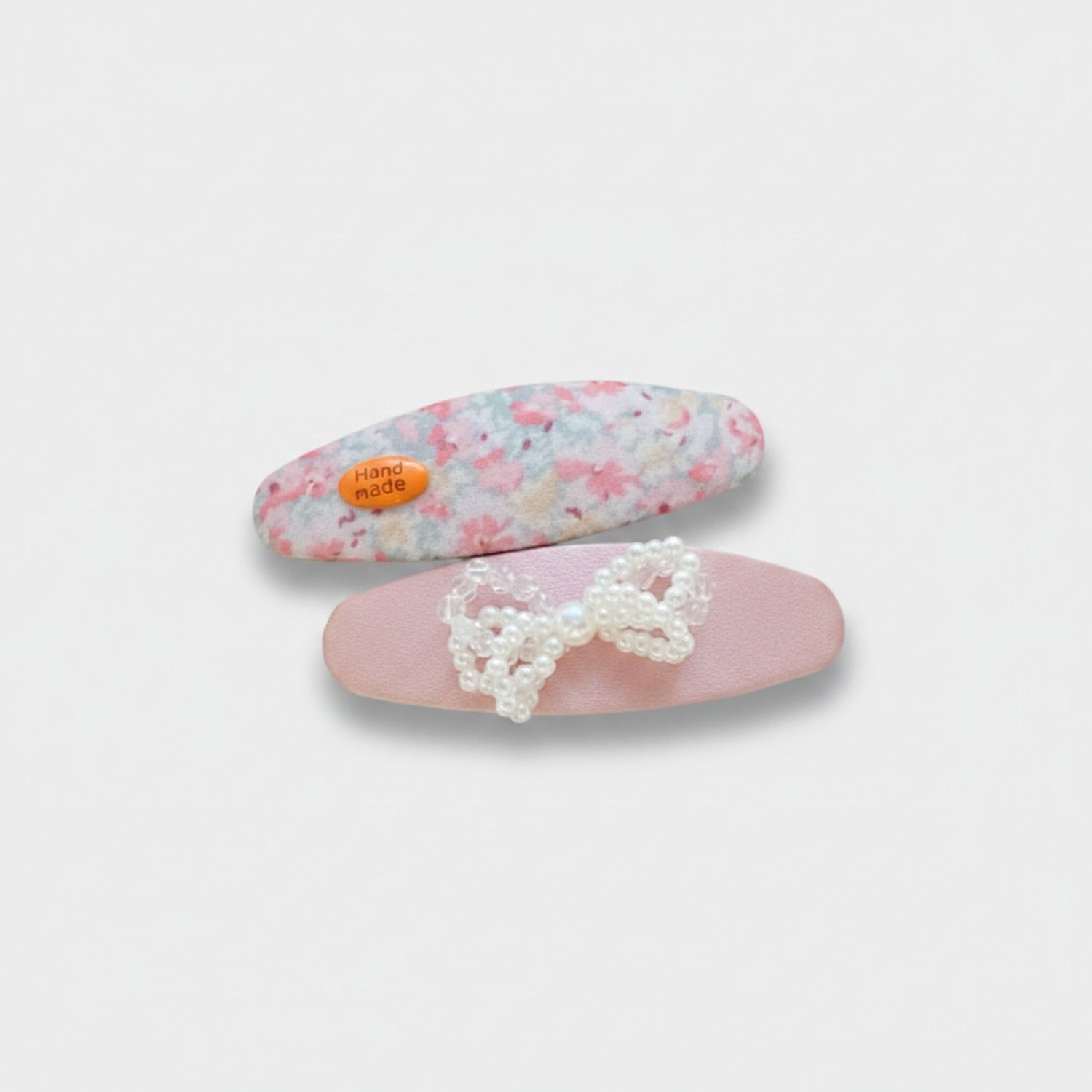 Watercolor Floral Pearl Hair Clip Set Pink Floral