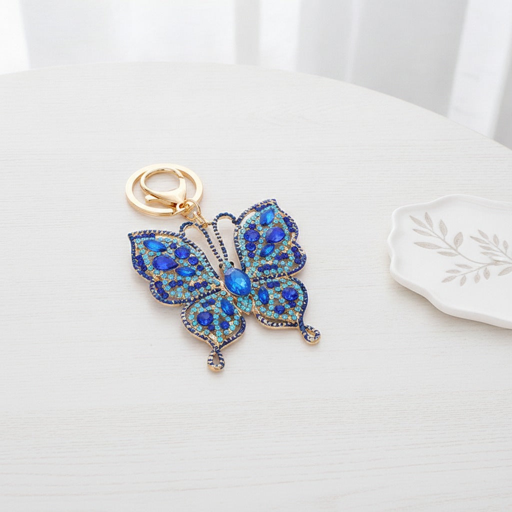 Sparkly Butterfly Keychain - Royal Blue