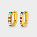 Rainbow Gem Chunky Hoop Earrings Rainbow Gems