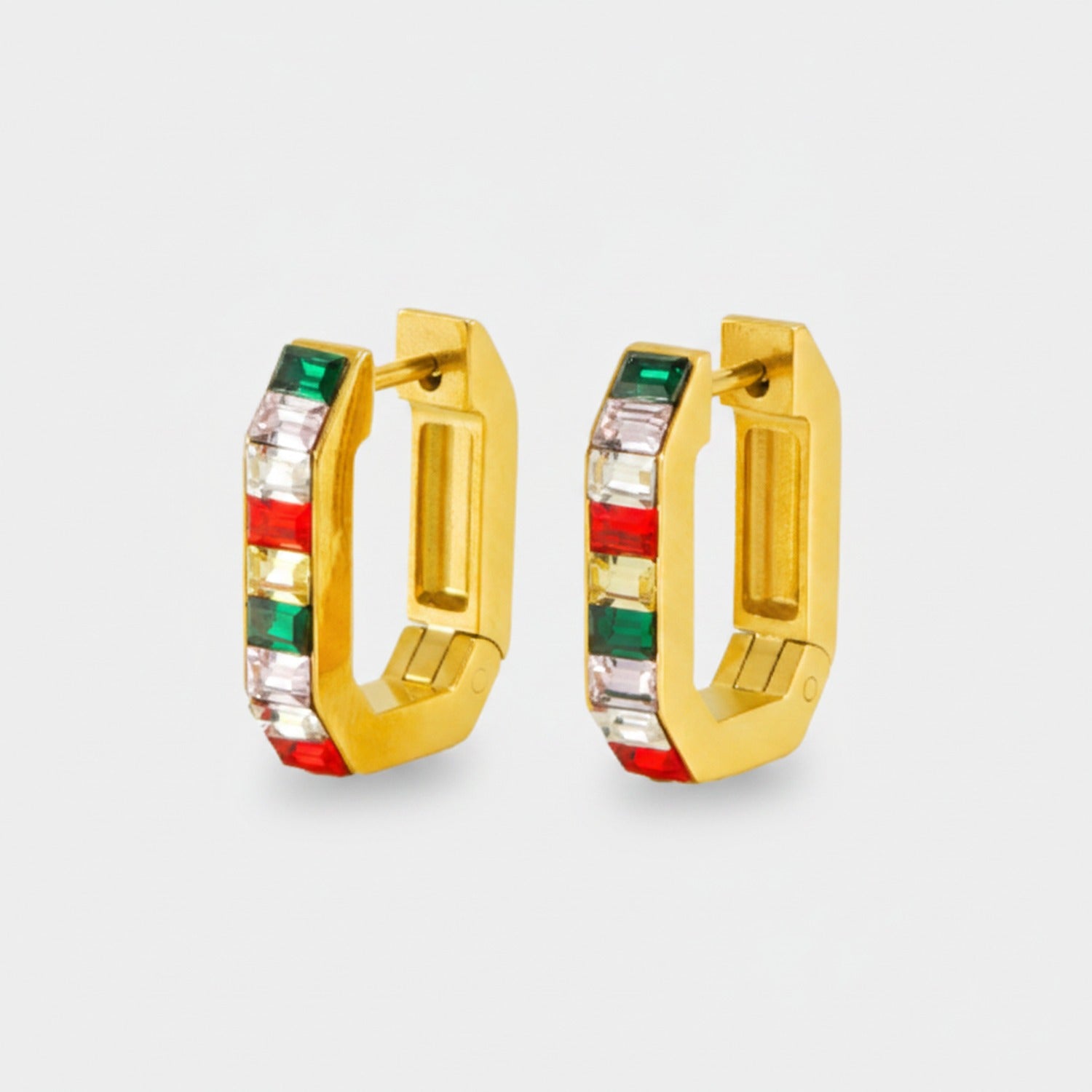 Rainbow Gem Chunky Hoop Earrings Rainbow Gems