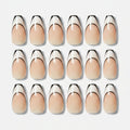 Chic Oval Press-On Nails Set - Nude & Black Outline