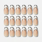 Chic Oval Press-On Nails Set - Nude & Black Outline