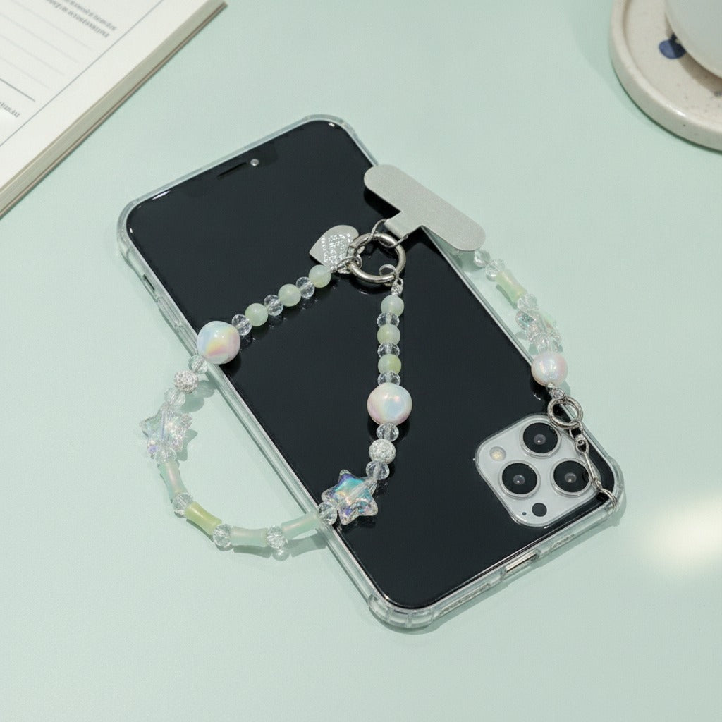 Beaded Star Charm Bracelet Keychain - Opal Star