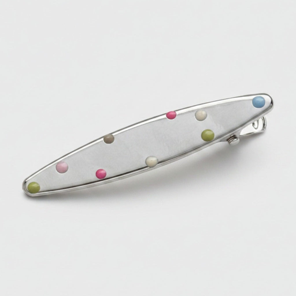 Colorful Beaded Metal Oval Hair Clip – hair accessories (view 1)