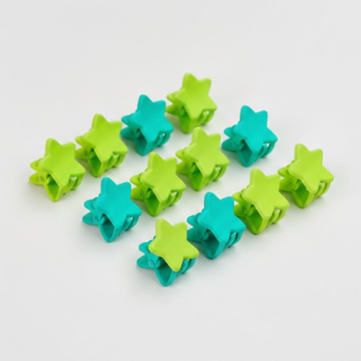Flower Hair Clips Set - Green Stars – hair accessories (view 1)