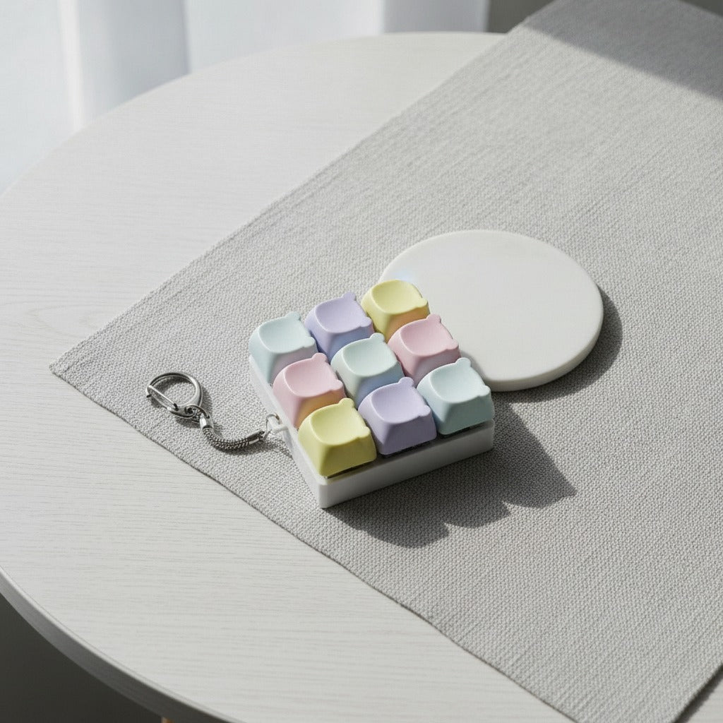 Mini Keyboard Keycap Keychain - Rainbow Mix