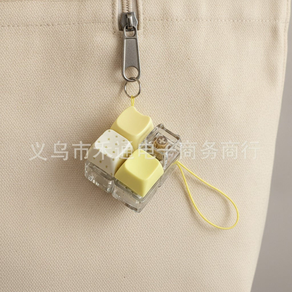 Mini Keyboard Cap Keychain - Yellow Dot