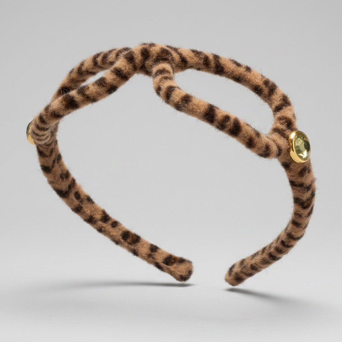 Leopard Print Padded Headband With Gold Charm – hair accessories (view 1)