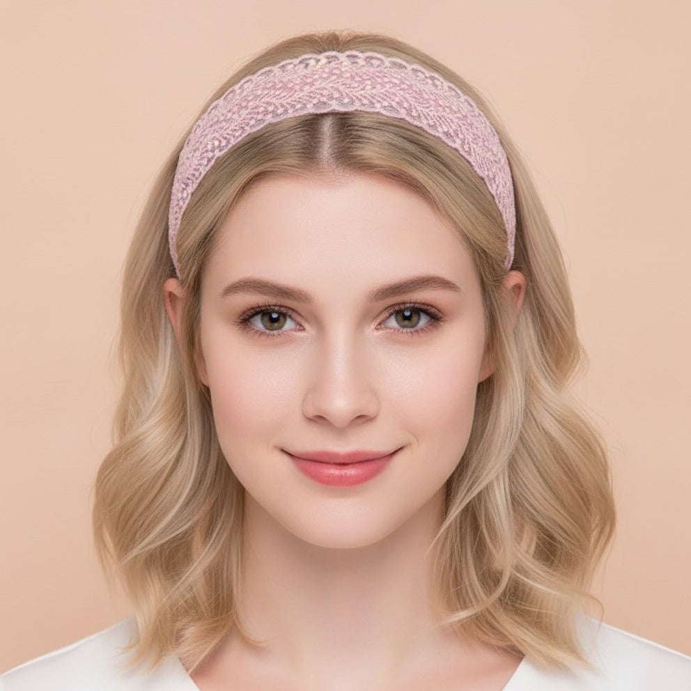Lace Padded Headband - Pink