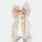 Sheer Bow Hair Claw - Peach Pink