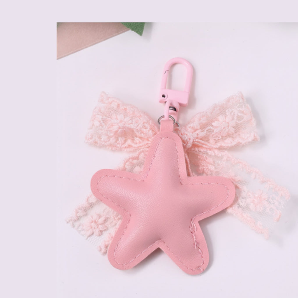 Lace Wing Heart Bag Charm - Pink