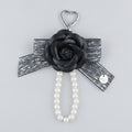 Rose Bow Pearl Bag Charm - Black Rose