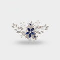 Crystal Floral Hair Comb Silver Blue Diamond