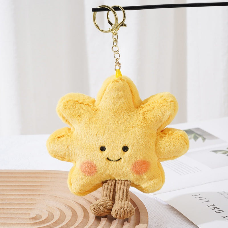 Cute Sunflower Plush Keychain Bag Charm Gift Toy - Gold