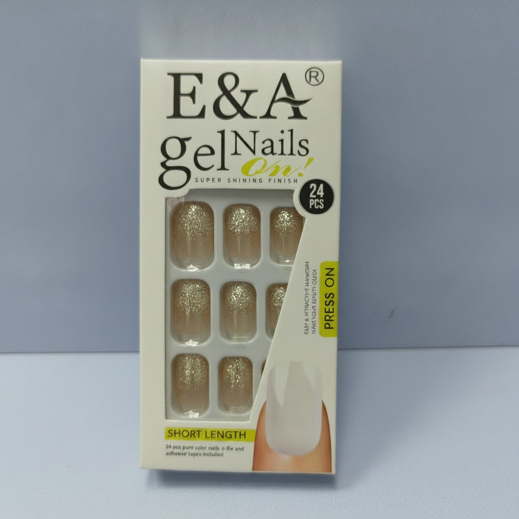 Gel Nails Press-On Set - Gold Glitter Ombre