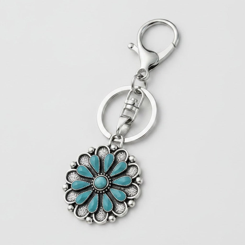 Western Turquoise Flower Keychain - Type 1