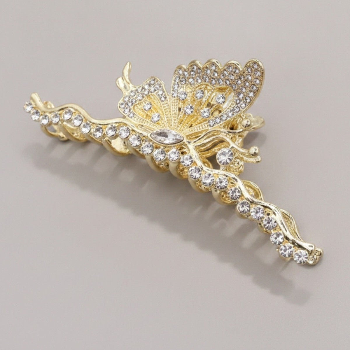 Gold Butterfly Rhinestone Hair Claw Clip – hair accessories (view 1)