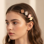 Blue Flower Hair Clips Set Tan Strawberry