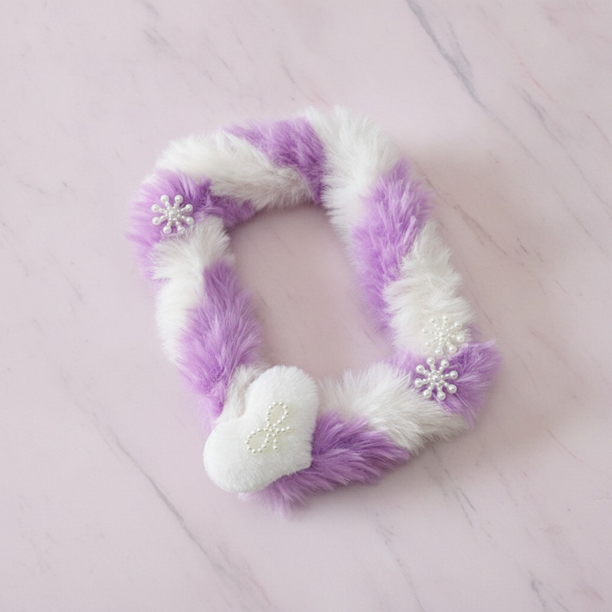 Fuzzy Anime Character Charm - White & Purple