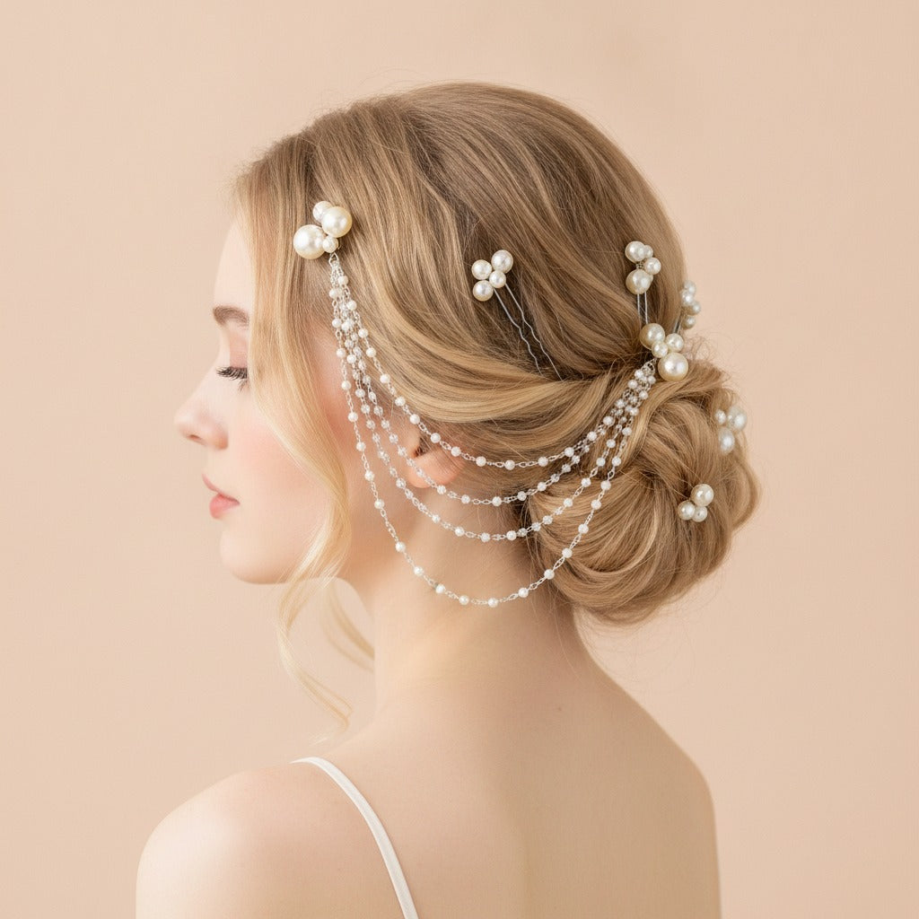 Pearl Hair Pin Set - Silver Pearl