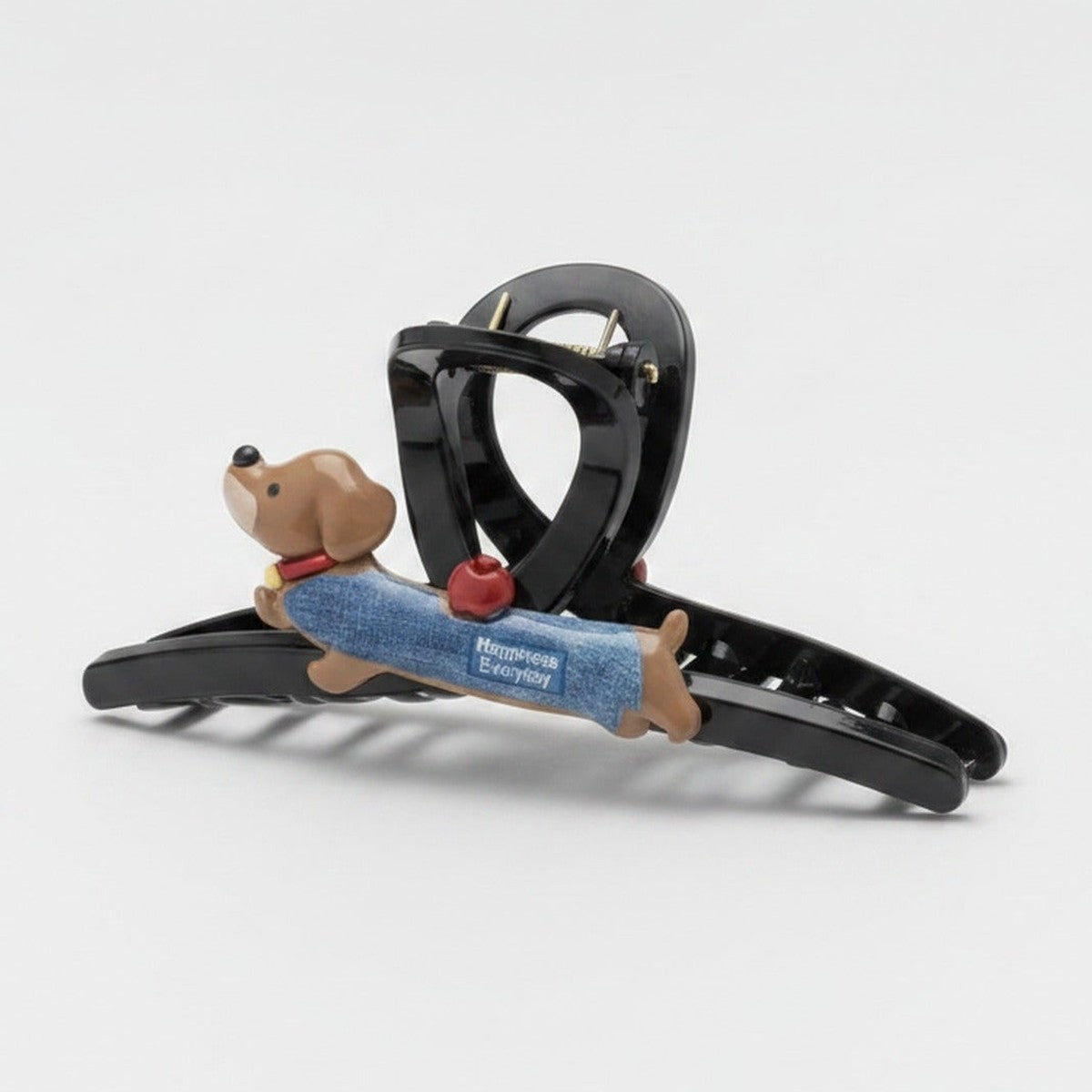 Black Hair Claw With Dachshund Charm Clip – hair accessories (view 1)
