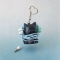 Cute Cat Earphone Holder 3D Printed Keychain Charm - Gray