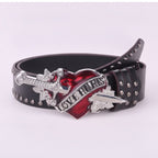 Black Leather Heart Dagger "Love Hurts" Belt – scarves & belts (view 1)