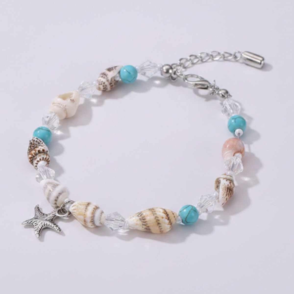 Seashell Turquoise Beaded Bracelet With Starfish Charm – jewelry (view 1)