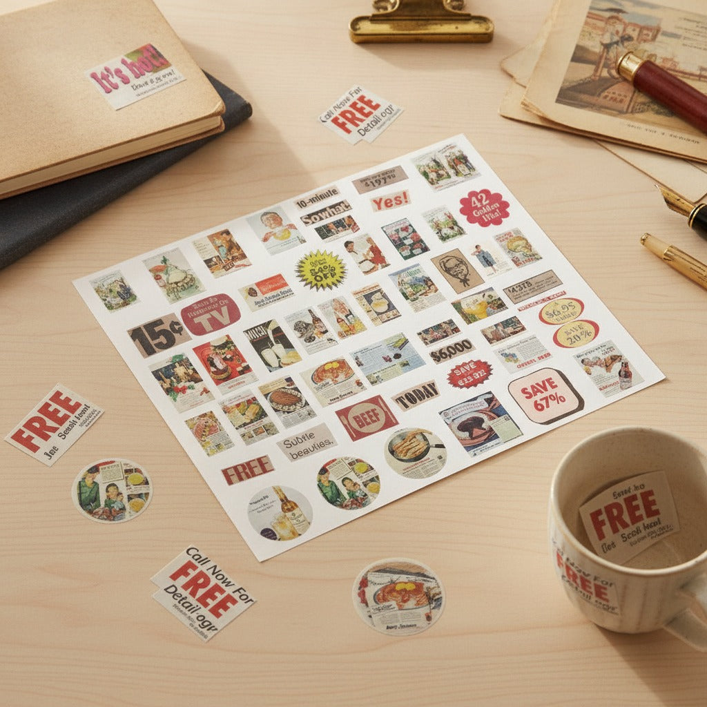 Vintage Ad Collage Sticker Set - Memory Collage