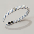 Twisted Striped Pearl Headband White Navy – hair accessories (view 1)