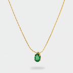 Green Teardrop Crystal Gold Chain Necklace – jewelry (view 1)