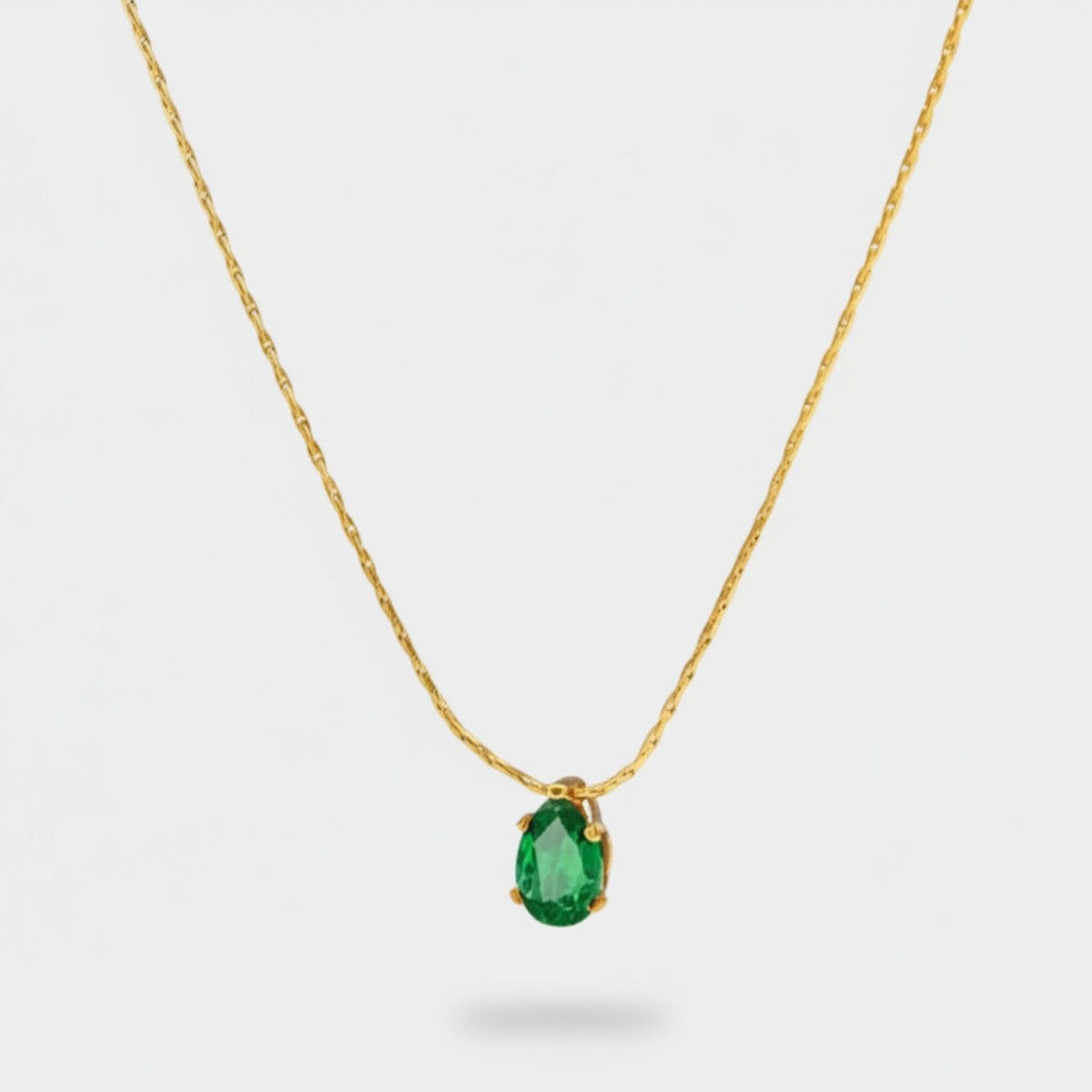 Green Teardrop Crystal Gold Chain Necklace – jewelry (view 1)
