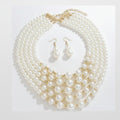 Pearl Beaded Layered Necklace & Earring Set – jewelry (view 1)