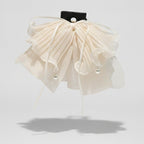Pleated Flower Hair Claw Clip Pearl - Chiffon Butterfly Hair Clip Beige – hair accessories (view 1)