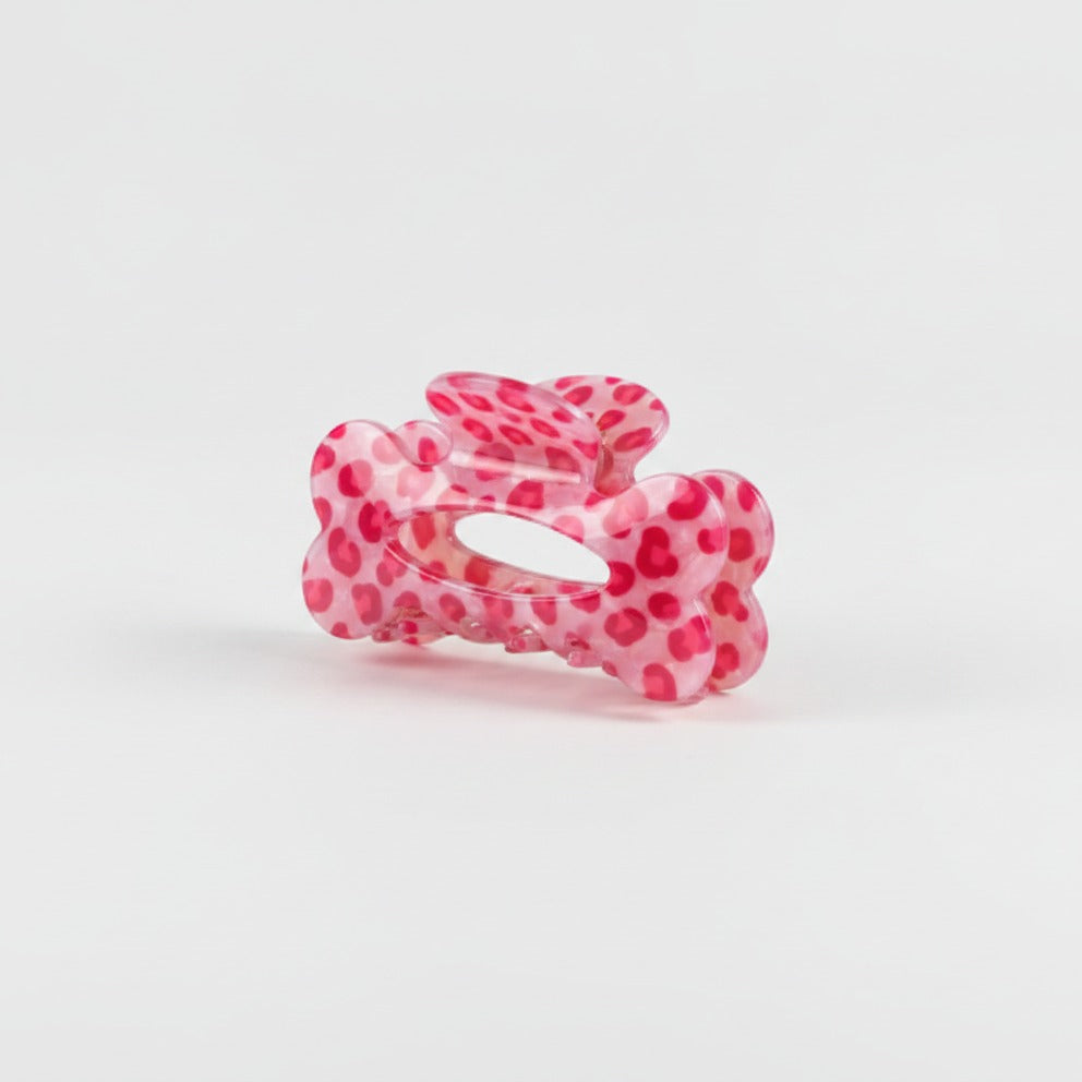 Polka Dot Bone Hair Claw - Pink Leopard