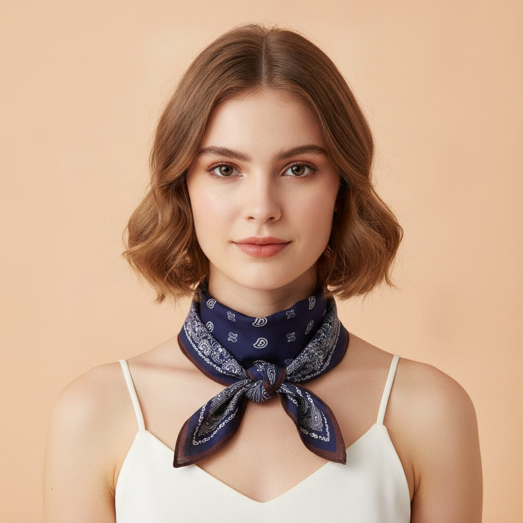 Ornate Bandana Square Scarf - Burgundy