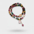 Tourmaline Beaded Bracelet With Rose Quartz Charm – jewelry (view 1)