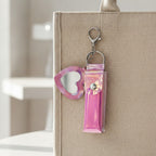 Holographic Heart Charm Keychain - Pink