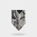 Mixed Print Silk Scarf Dark Coffee