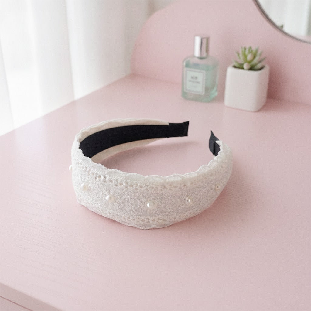 Textured Padded Headband - White
