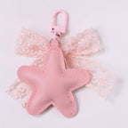 Lace Wing Heart Bag Charm - Pink