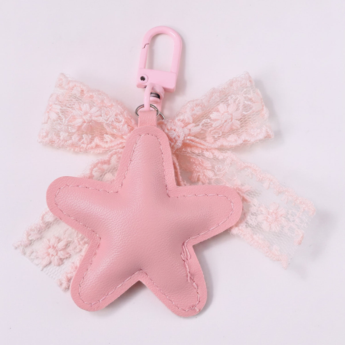 Lace Wing Heart Bag Charm - Pink