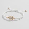 White Macramé Turtle Charm Rhinestone Bracelet – jewelry (view 1)