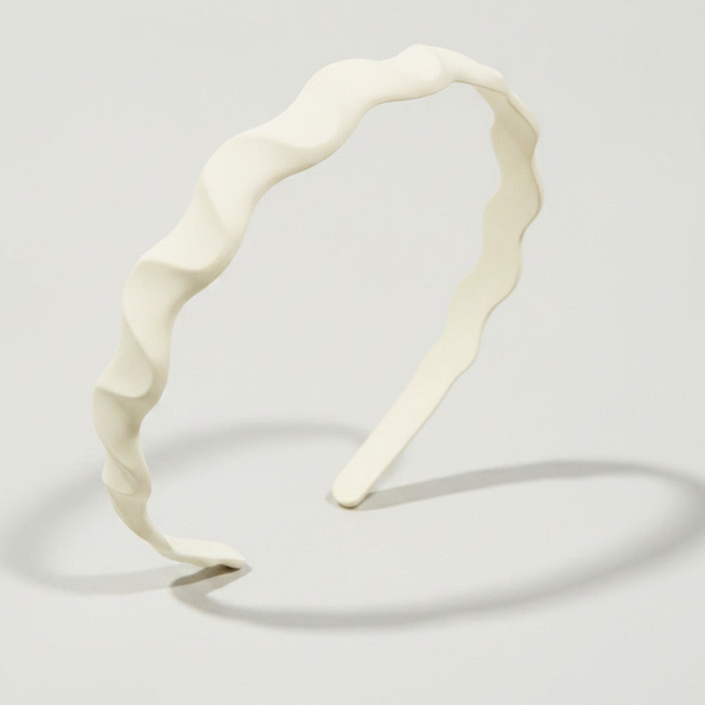 Twisted Wavy Padded Headband - Curve Headband - White – hair accessories (view 1)
